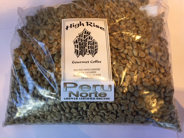 High Rise Coffee Roasters Colorado Springs, CO  - green bean - 3lb of unroasted Organic peru norte 